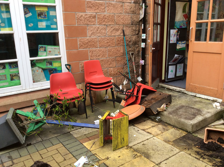 Holmston Primary garden vandalised