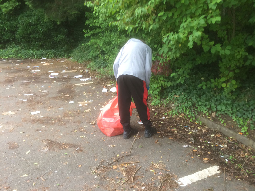 Completing the August litter pick at Mill Brae