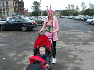 Nicola Murray, pictured here at the end of a half marathon.